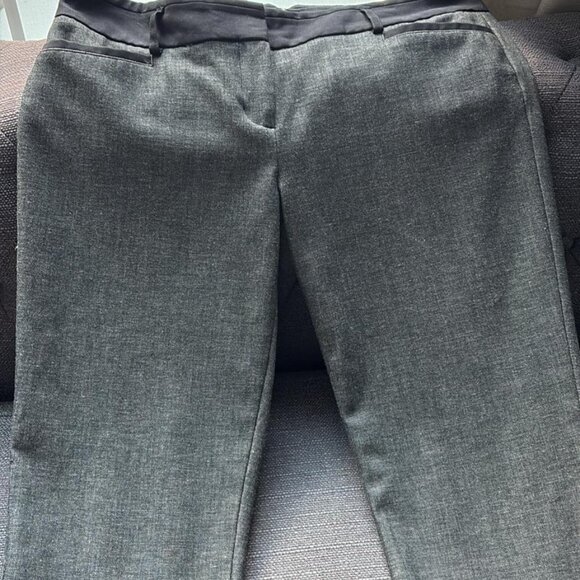 EXPRESS Gray Straight Leg Slacks Black Contrast Waist Size 8 - Picture 5 of 7
